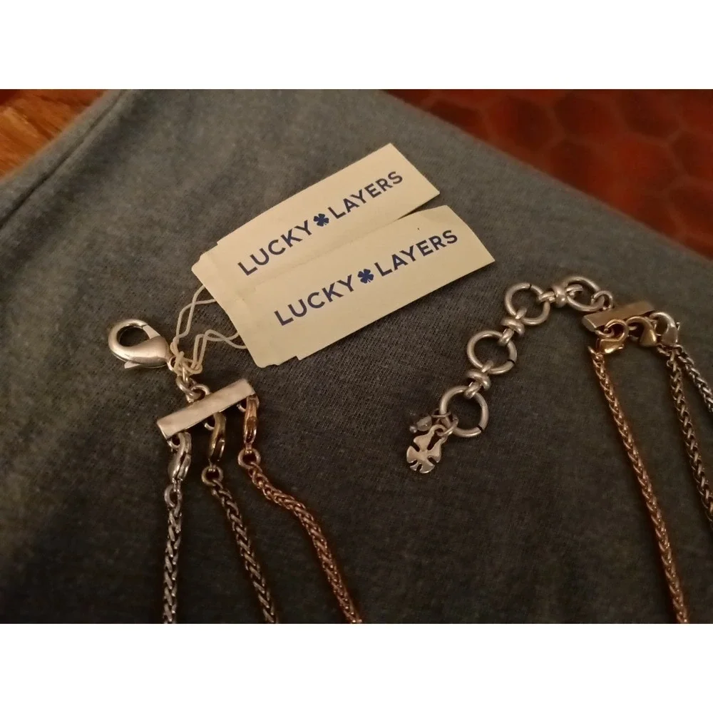 Lucky Brand Signed Three Strand Layer Necklace NWT Each Has It's Own Clasp
